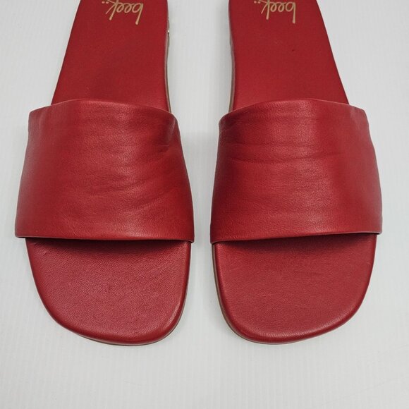 Beek Honeybird Slide Sandal Womens 9 Red Leather Square Toe Designer Comfort - Picture 5 of 13